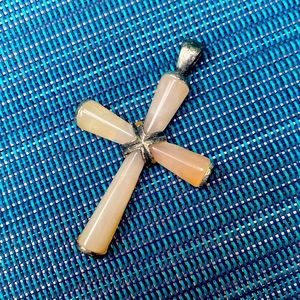 Vintage gemstone cross pendant